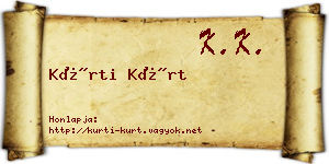 Kürti Kürt névjegykártya